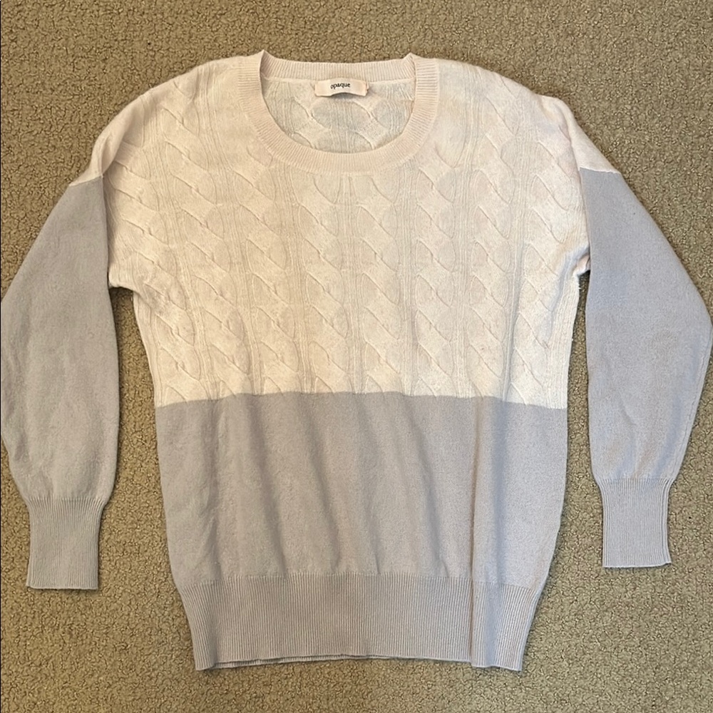 Two-Tone Cable Knit Sweater